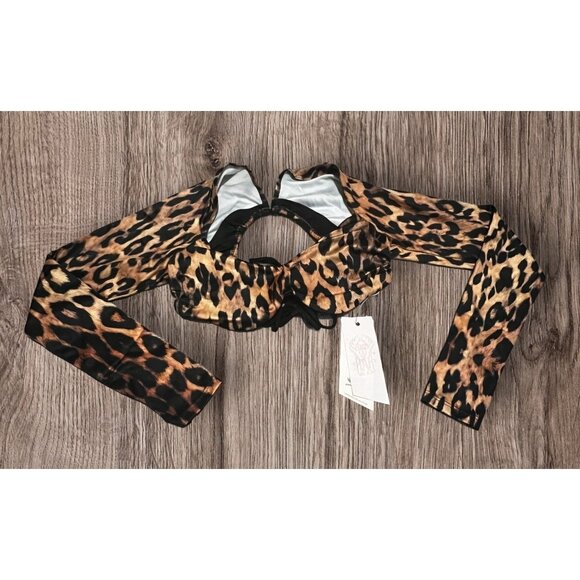 Free People We Are HAH Keep It Up Bikini Workout Top Sz XS Womens Lanka Leopard - Picture 2 of 10